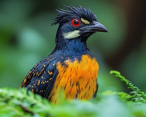 modern decorative design featuring a rodrigues solitaire bird in its island habitat, fluid geometric shapes, vibrant colors, and sleek seamless texture creating harmony