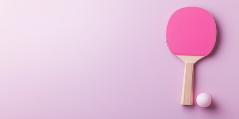 racket and ball for playing table tennis in pink colors