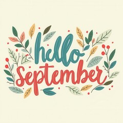 Obraz premium Hello September Illustration – Pastel Colors, Back to School Theme