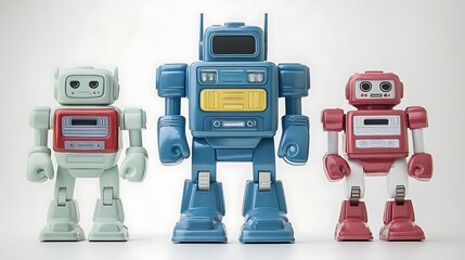 Fototapeta premium Vintage robot toy with retro detailing on a white background