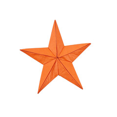 Vibrant orange origami starfish on white background intricate folds