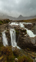 Cold and misty conditions on Scotland’s Isle of Skye at the iconic Fairy Pools.