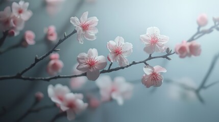 Cherry blossoms blooming on branches, symbolizing renewal and growth.