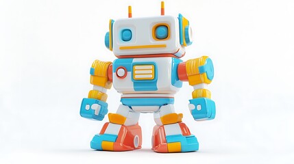 Fototapeta premium Retro toy robot isolated on a white background with colorful details