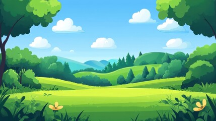 Obraz premium Serene Green Hillscape Under a Summer Sky