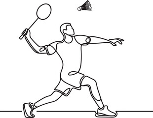 Badminton Smashing Action, Stunning Line Drawing Vector Art of a Player