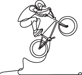 Fototapeta premium BMX Aerial Stunt Line Art | Dynamic Vector Illustration of Biker on Bike