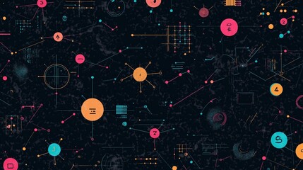 A visually detailed pattern of geometric shapes beautifully written on a smooth dark background.