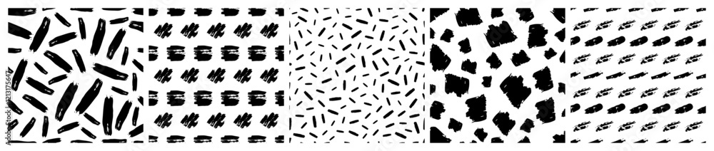 Poster set of seamless patterns with scribble smears