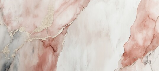 Abstract Pink, Gold, and Beige Watercolor Wash Background with Bokeh Effect and Text Space