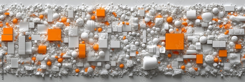 Poster 3d abstract landscape exploring contrasts in texture and shape with a burst of dynamic color