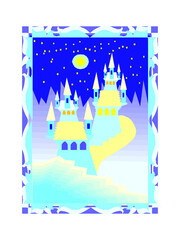fairy tale castle on the night vector illustration