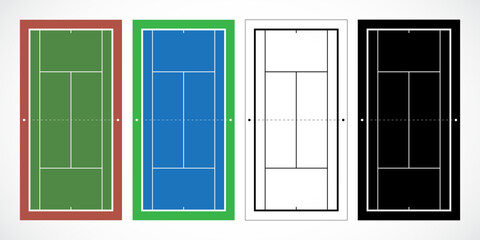 Tennis Court Layouts in Four Styles
