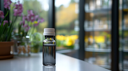 origami style A single black medical vial