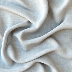 Soft, light gray fabric texture. Draped linen textile background. Elegant, smooth surface.