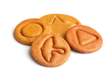 Dalgona cookies Korean sweet honeycomb on white background