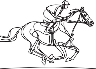 Minimalist Line Drawing of a Horse Racing with Jockey – Vector Design