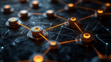 A futuristic image of interconnecting glowing circuits in a vibrant grid.