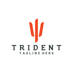 trident logo poseidon icon vector illustration template design