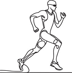 Minimalist Vector Art. Triathlete in Action at the Finish Line