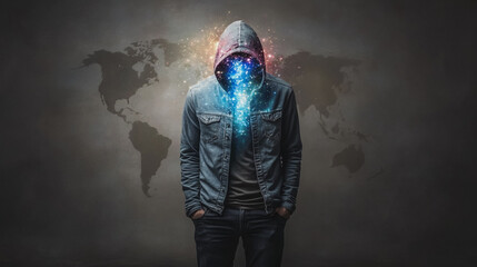 Obraz premium Hacker are planning to hack and attack networks and cyber security systems.team people innovation connection of line from nail node to node on map background , networking concept