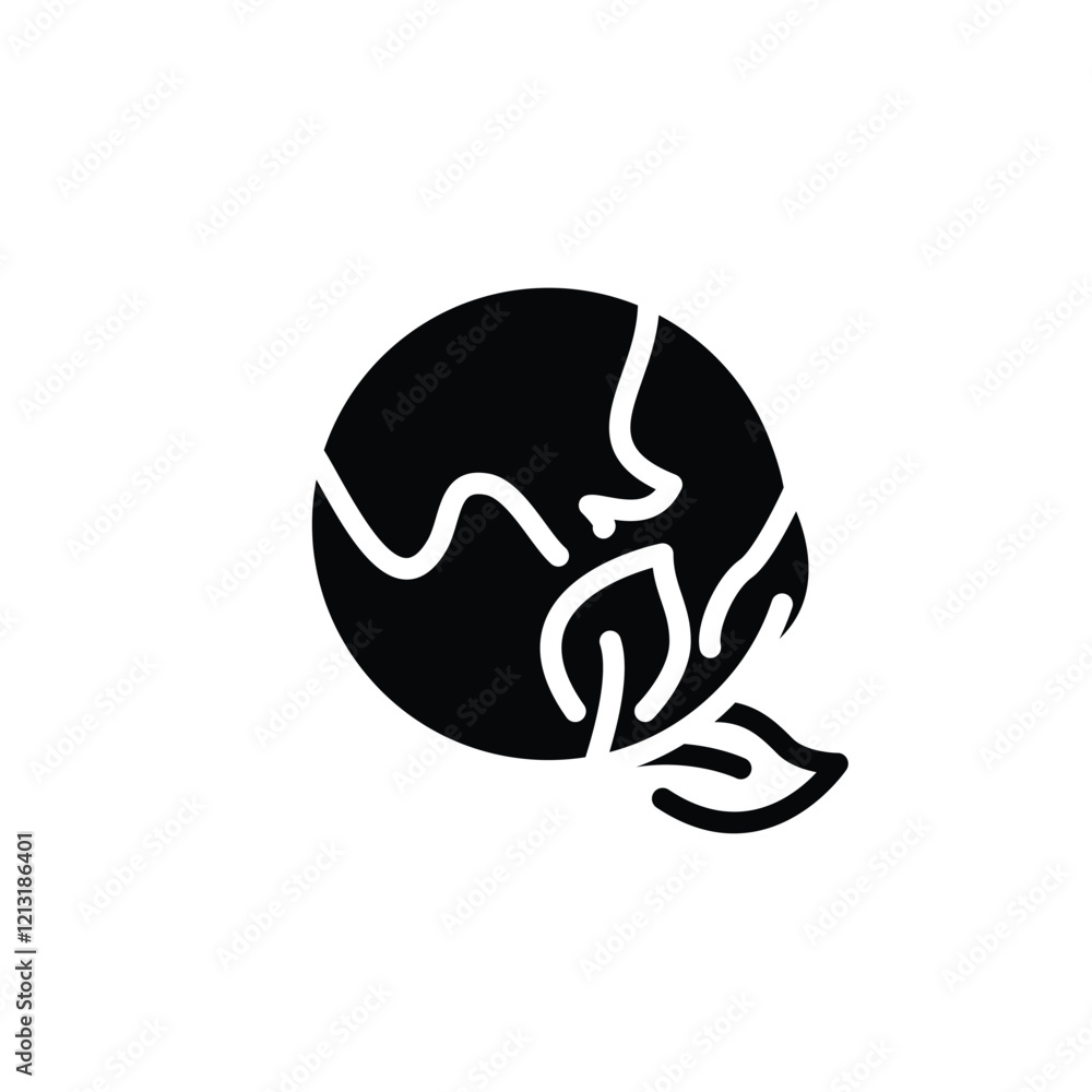 Poster green earth planet concept solid icon vector design good for web or mobile app