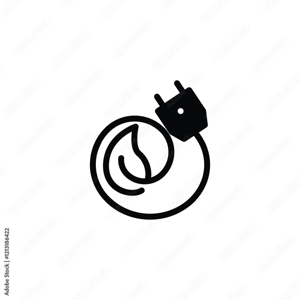Poster leaf with plug electric solid icon vector design good for web or mobile app
