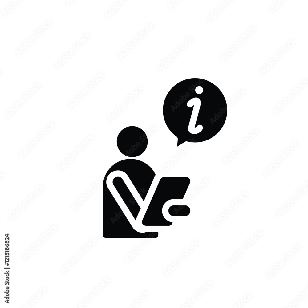Aufkleber information support or information admin solid icon vector design good for web or mobile app