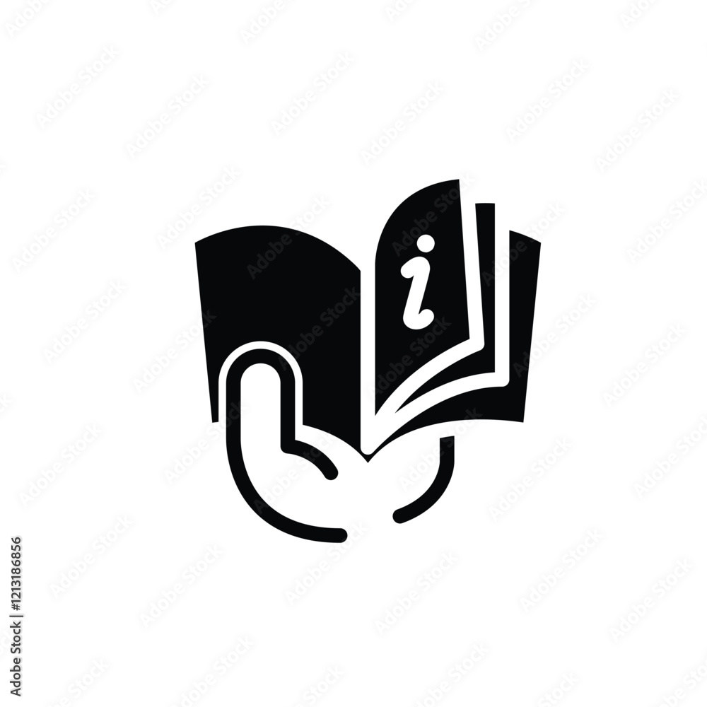 Aufkleber instruction book with hand solid icon vector design good for web or mobile app