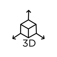 3D icon black and white vector sign