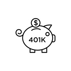 401k retirement savings icon black and white vector sign