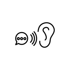 Active listening icon black and white vector sign