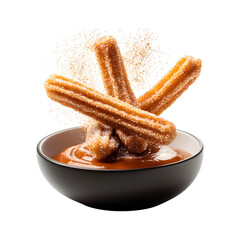 Flying Churros with Cinnamon Sugar on transparent background