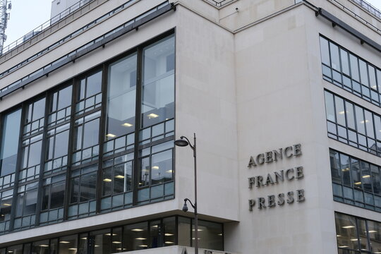 The facade of the AFP press agency. Paris, France - January 16, 2025. 