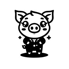 Adorable Pig in a Suit: Cute Cartoon Animal Illustration