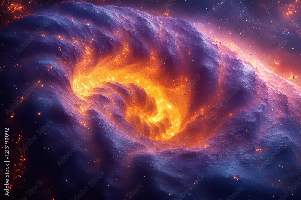 Wall mural mesmerizing fractal spiral galaxy in iridescent colors showing intricate mathematical patterns float