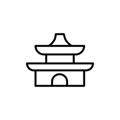 Chinese temple icon black and white vector sign