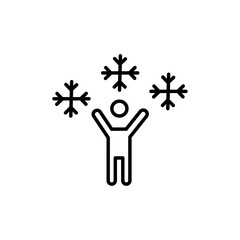 Child playing snow icon black and white vector sign