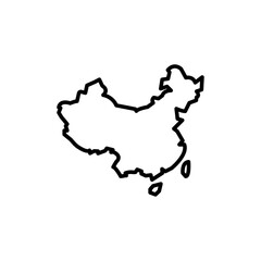 china map icon black and white vector sign