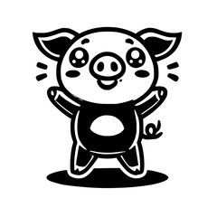 Adorable Happy Pig Cartoon Illustration - Playful Animal Character Design