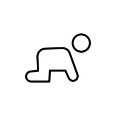 Fototapeta premium Crawling baby icon black and white vector sign