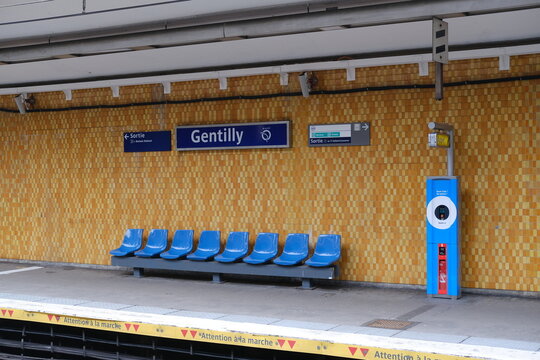 The train station Gentilly of the RER B line. Gentilly, France - January 16, 2025. 