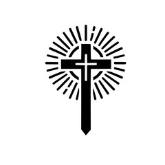 A Modern Minimalist Cross: A Black and White Religious Symbol Design