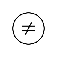 Inequality icon black and white vector sign