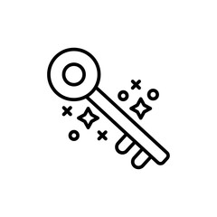 Magic Key icon black and white vector sign