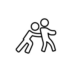 Man pushing another person icon black and white vector sign