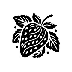 Black and White Strawberry Graphic Design: A Bold and Stylish Fruit Illustration