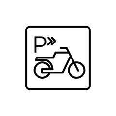 motorbike parking icon black and white vector sign