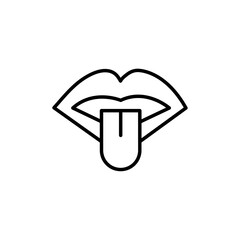 Mouth sticking tongue out icon black and white vector sign