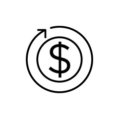 refund money icon black and white vector sign